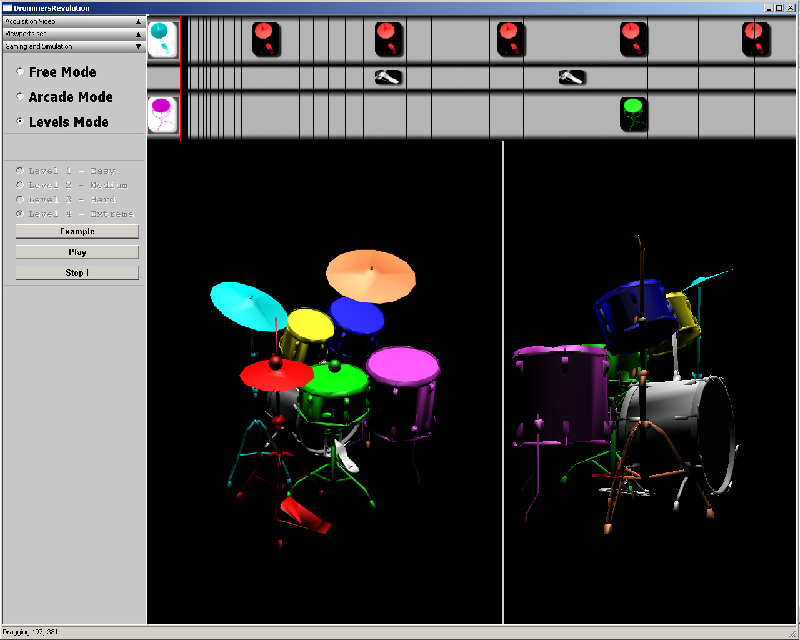 Virtual drums, video games mode (a la Dance Dance revolution) example 2